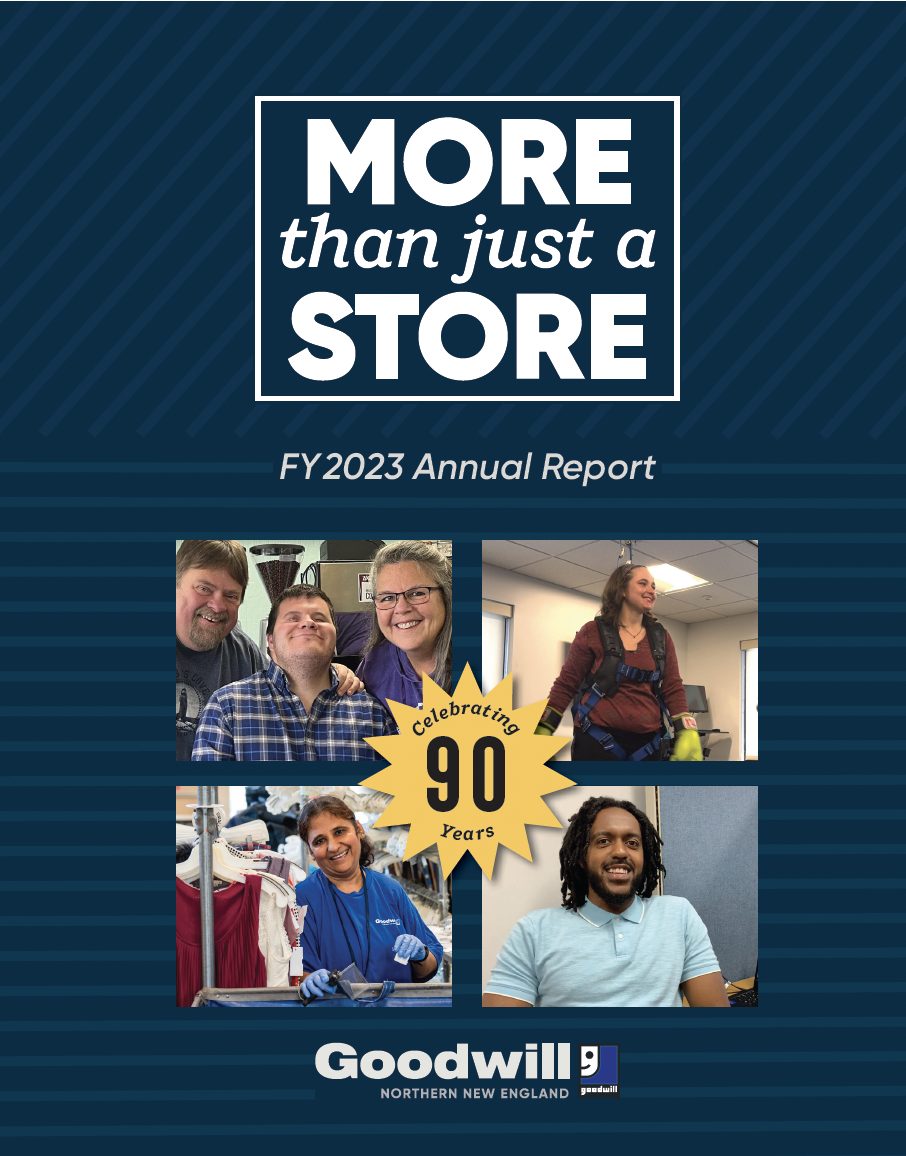 This is the cover page to the FY 2024 Annual Report. It says "More than just a store, celebrating 90 years" above photos of clients.